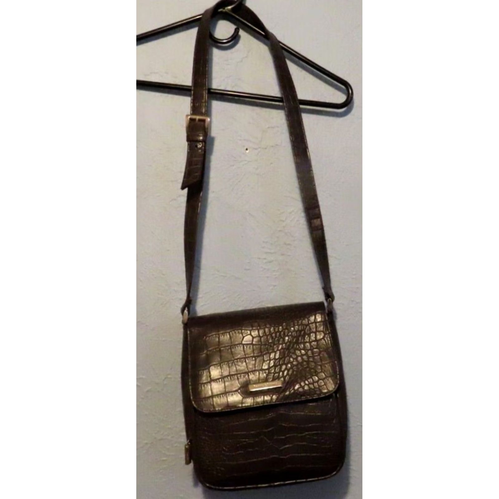 Vintage Frankie & Johnnie Crossbody Purse Brown Leather Shoulder Bag Women Medium 8x4x10 Faux Animal Skin Faux Leather Brown Black Lining Purse Size ONE SIZE - 2 Thumbnail