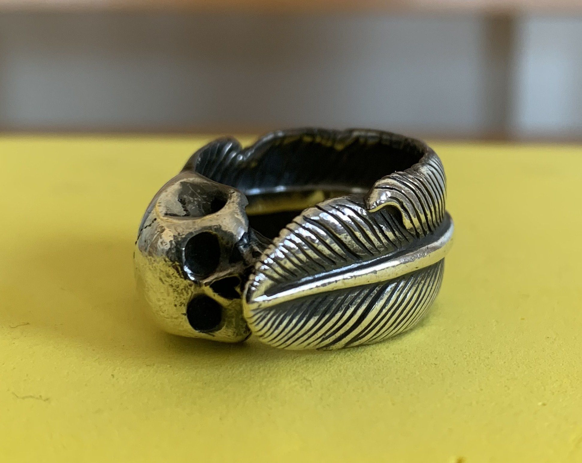 Number (N)ine SS04 Number (N)ine Silver Skull and Feather Ring Size ONE SIZE - 3 Thumbnail