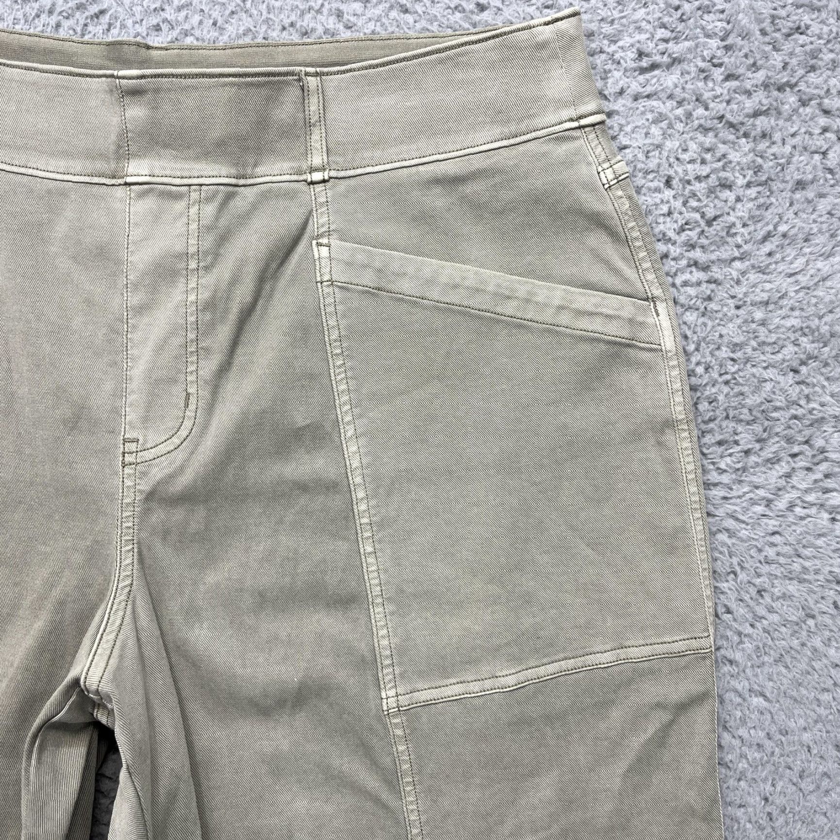 Spanx Spanx Cropped Twill Pants Womens 2X Beige Straight Leg Shaping Pull On Pockets Size 40" / US 18 - 4 Thumbnail