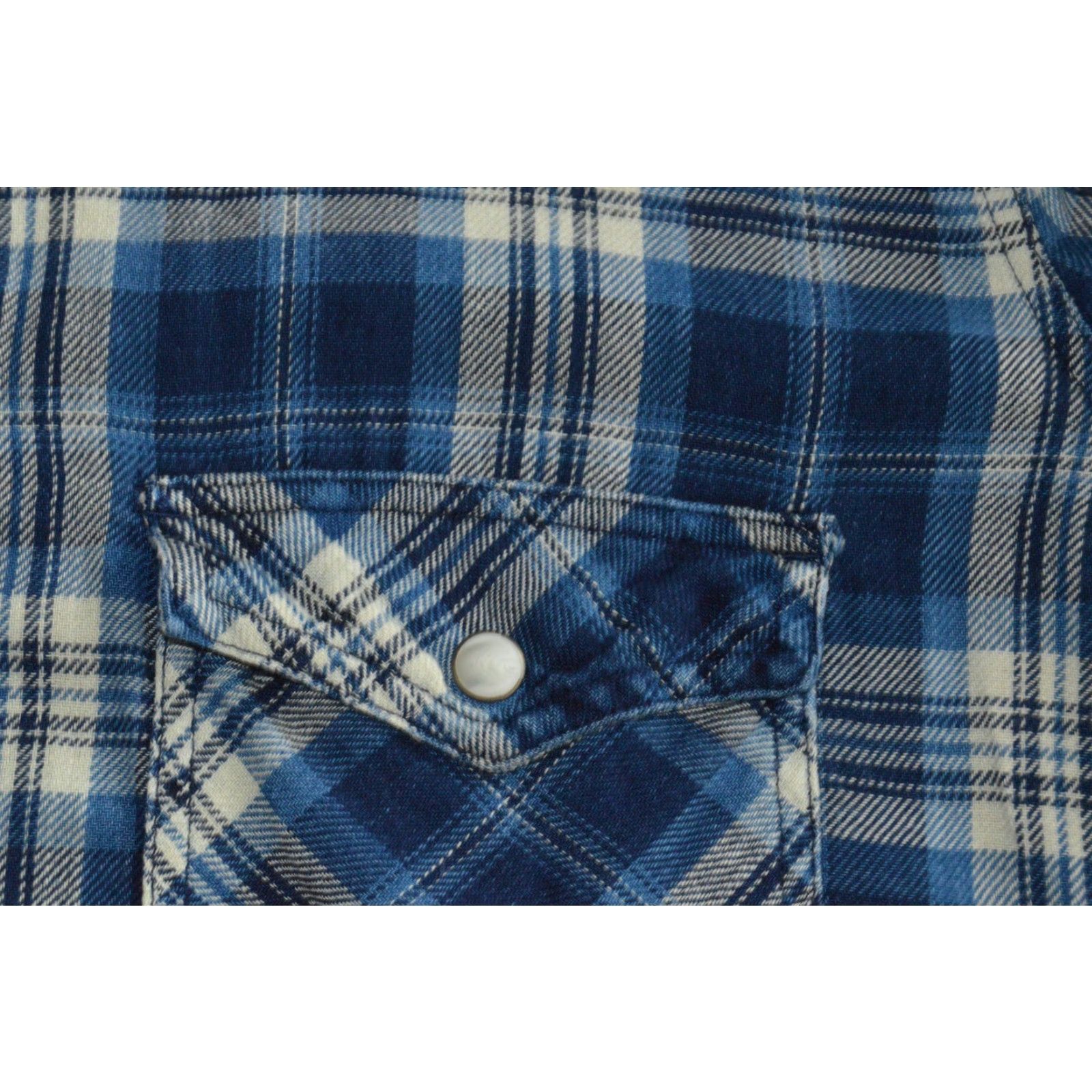 Vintage American Eagle Button-Up Shirt Mens M Blue Plaid Flannel Pearl Snap L/S Boyfriend Fit Size US M / EU 48-50 / 2 - 4 Thumbnail