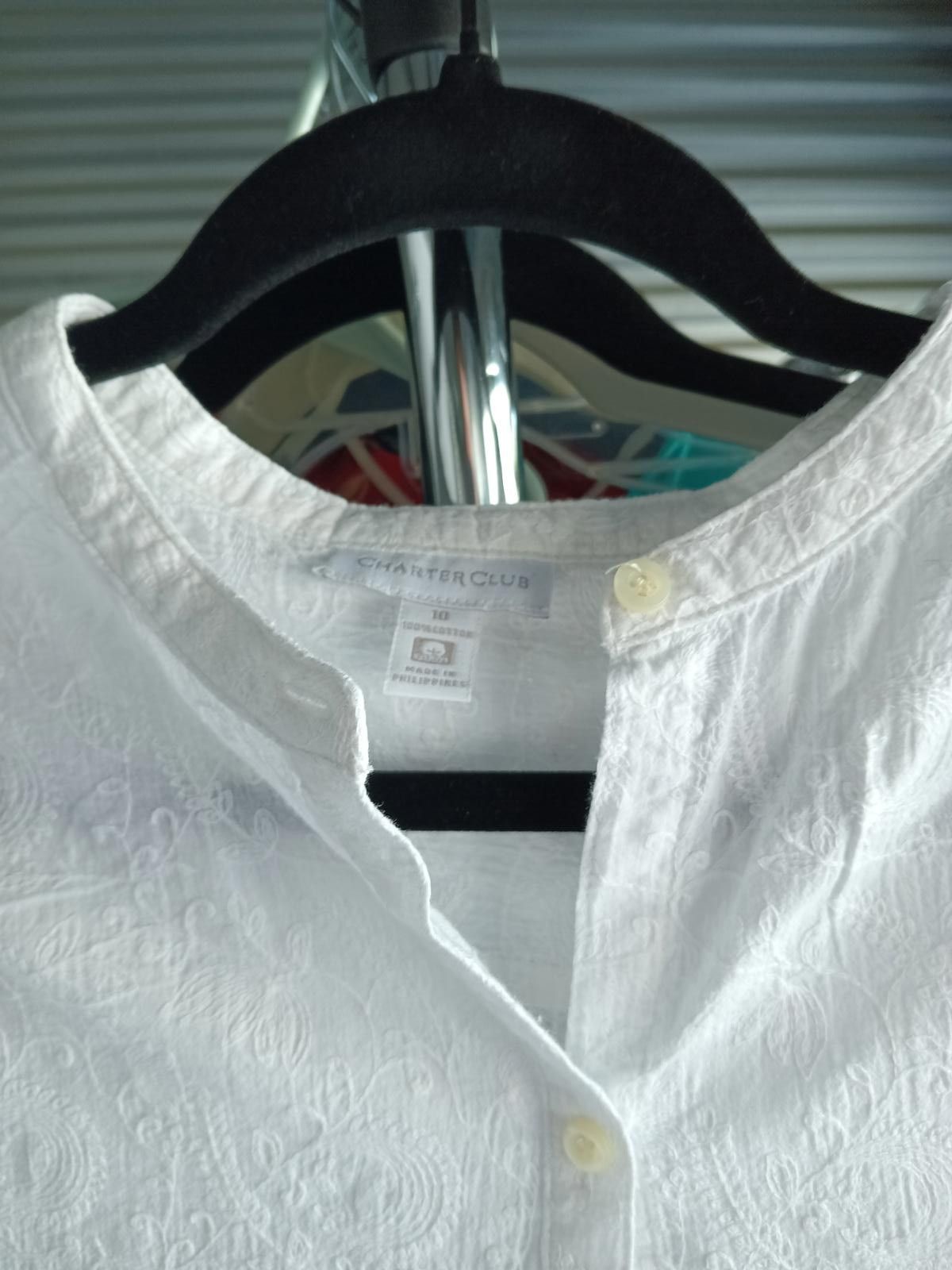 Designer Stylish White Embroidered Button-Up Shirt Size L / US 10 / IT 46 - 5 Thumbnail