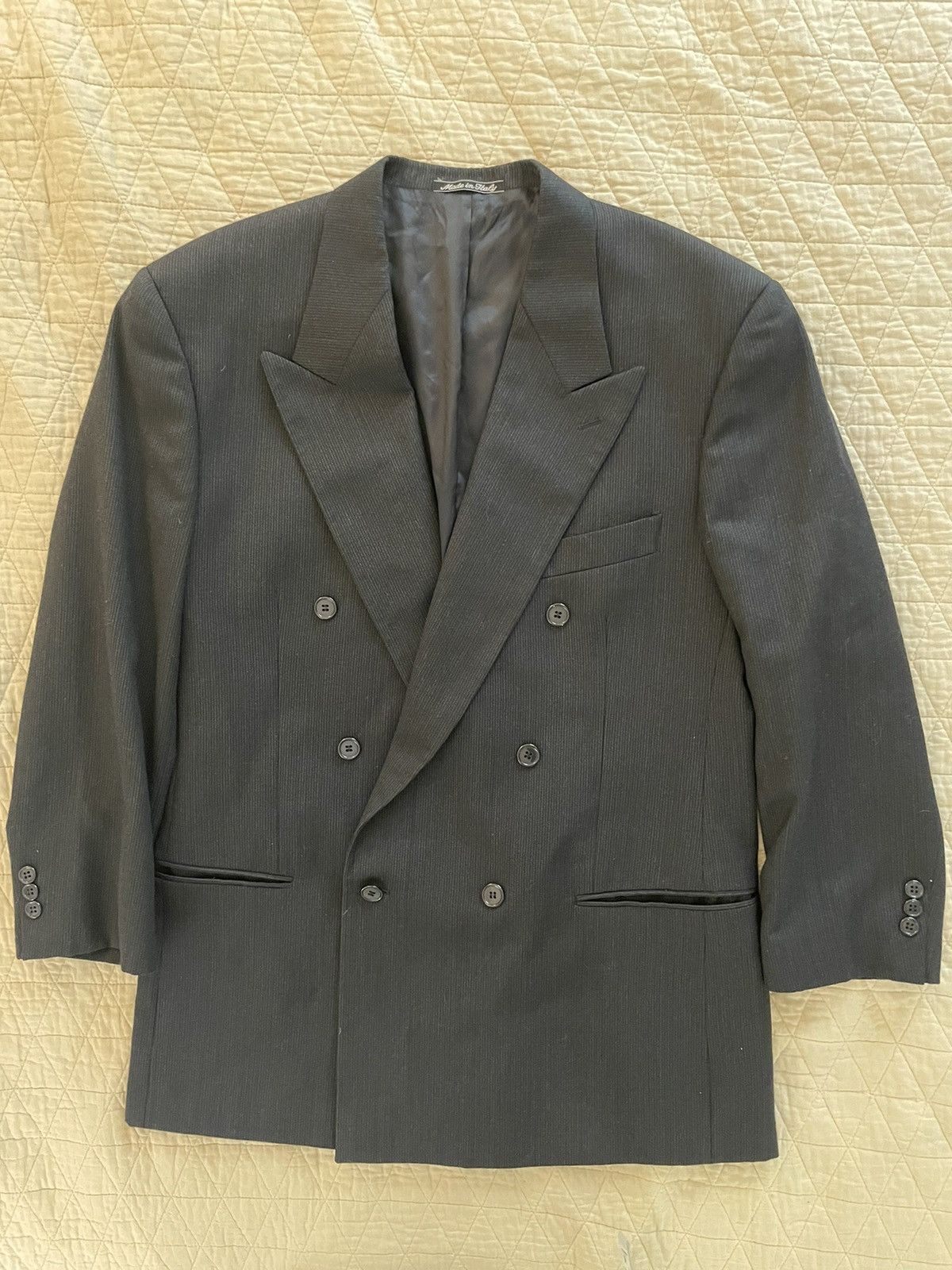 Giorgio Armani × Vintage Subtle Stripe Double Breasted Jacket Size 42R - 5 Thumbnail