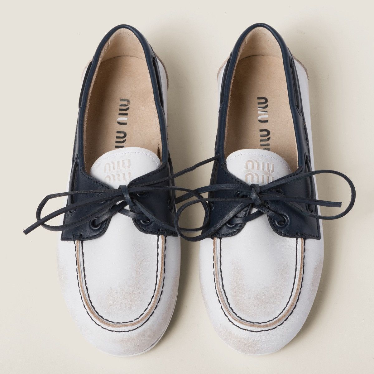 Miu Miu Miu Miu Unlined bleached Leather Loafers Size US 7 / IT 37 - 1 Thumbnail