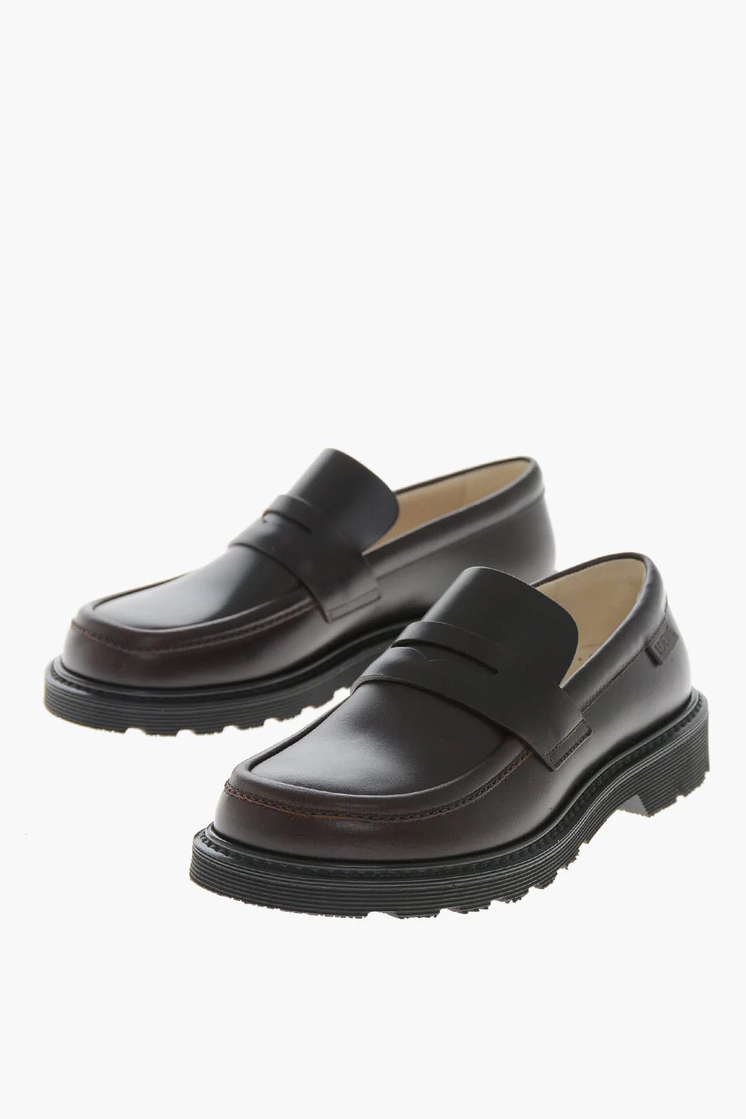Loewe og1mm0426 Brushed Leather Penny Loafers in Brown Size US 5 / IT 35 - 3 Thumbnail