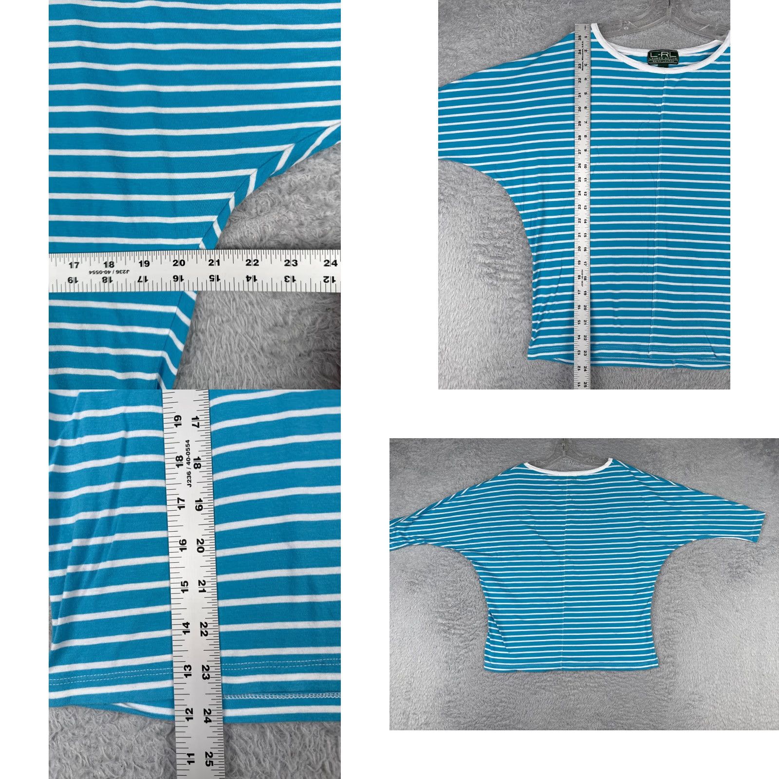 Ralph Lauren Lauren Active Shirt Women M Blue Stripe 3/4 Sleeve Round Neck Casual Jersey Cotton Blend Logo Vintage? No. Size M / US 6-8 / IT 42-44 - 8 Thumbnail