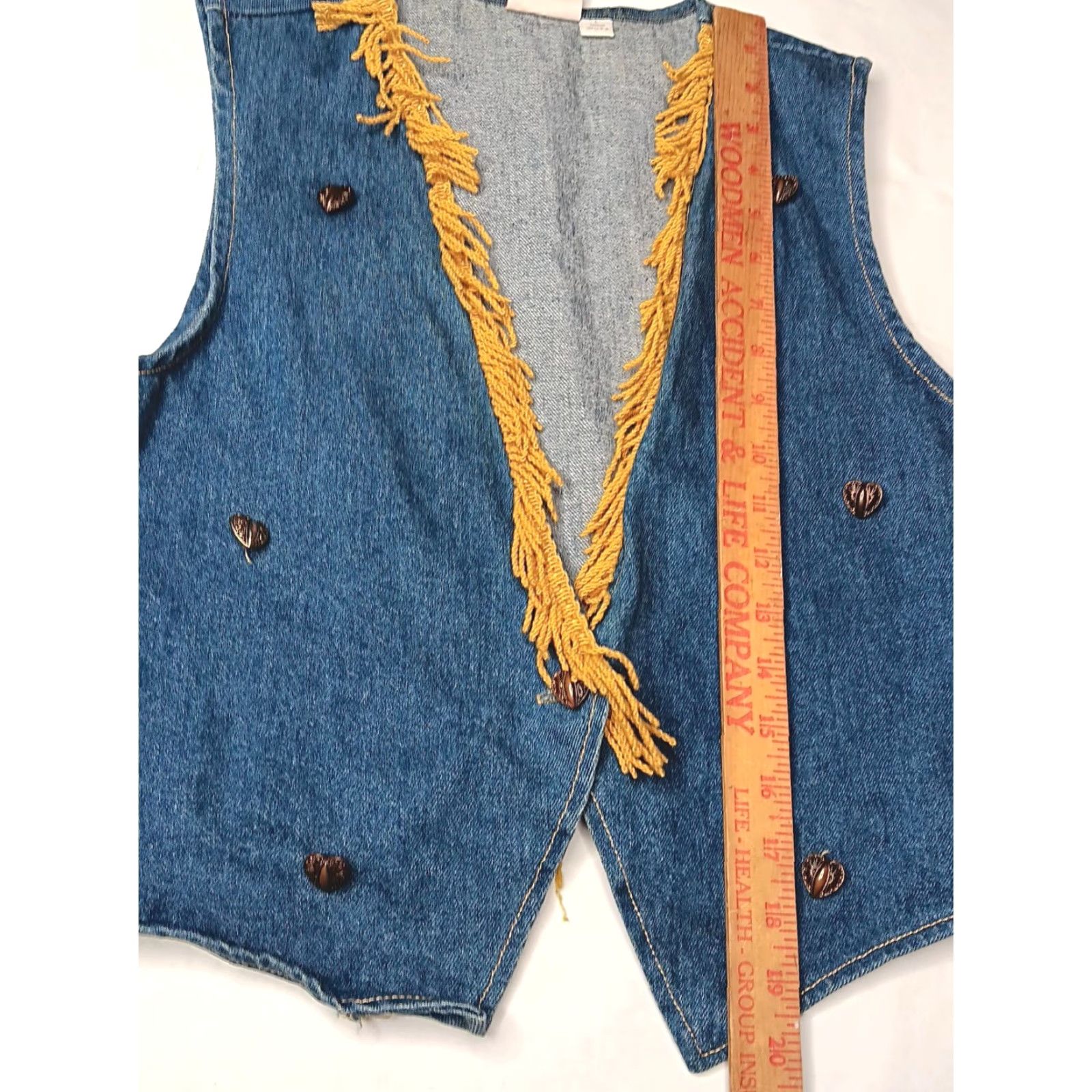 Cherokee VINTAGE Cherokee Western Vest Women L Blue Denim Fringe Button Cowgirl Vest Size L / US 10 / IT 46 - 3 Thumbnail