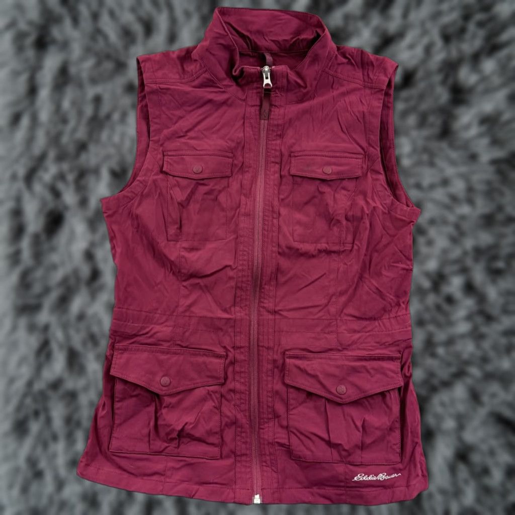 Eddie Bauer VINTAGE? NO — Eddie Bauer Travex Vest Womens Medium Plum Travel Utility Outdoor Zip Pockets Size M / US 6-8 / IT 42-44 - 1 Thumbnail