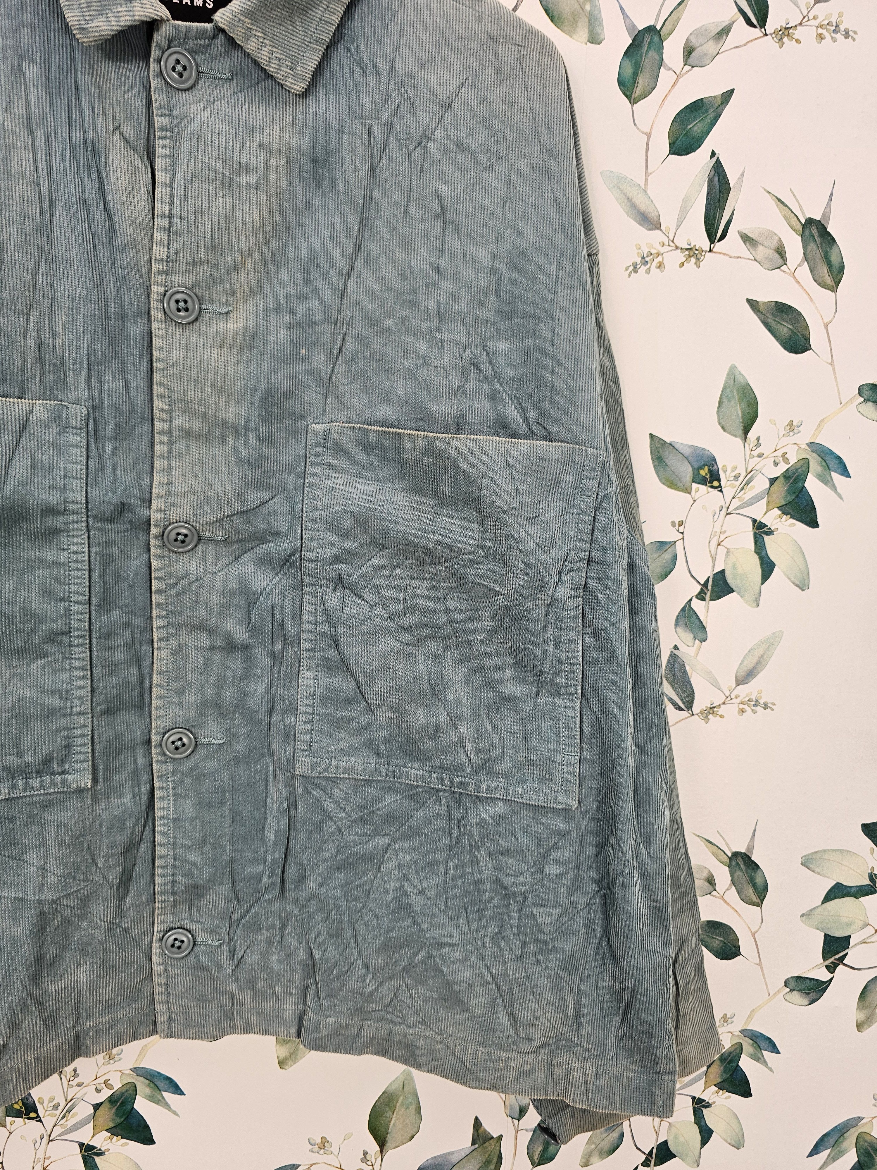 BEAMS Corduroy Faded Stain Blue Blazer Workwear Jacket J0103