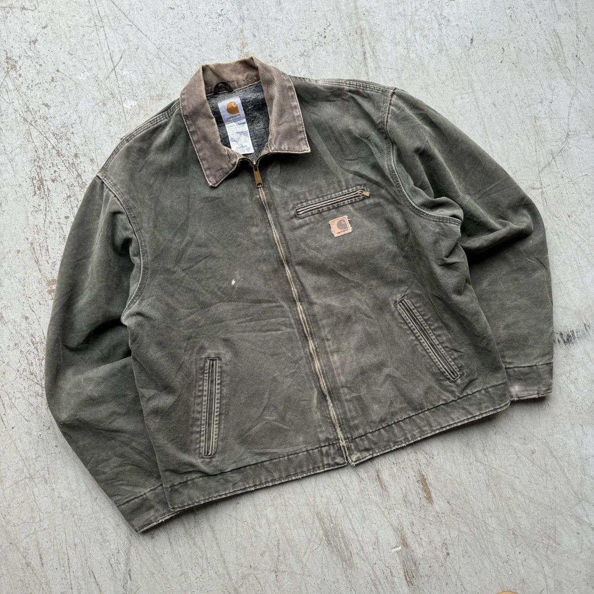 Carhartt × Vintage Faded Moss Green Vintage Carhartt Detroit Jacket J97 MOS Size US XL / EU 56 / 4 - 2 Thumbnail