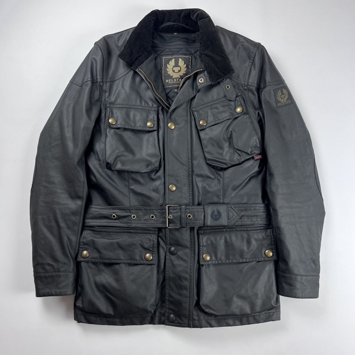 image of Belstaff Trailmaster Pro Waxed Moto Jacket in Black, Men's (Size Medium)