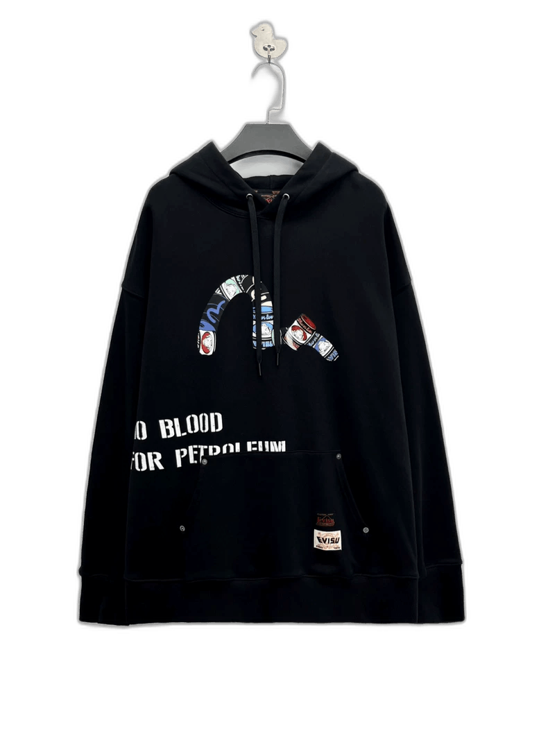 Evisu Evisu Black Graphic Hoodie with Logo-yf Size US M / EU 48-50 / 2 - 1 Thumbnail