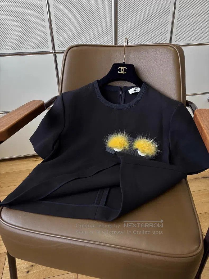 Fendi Fendi Black patch sheepskin mini monster short sleeve, 100 Size XS / US 0-2 / IT 36-38 - 5 Thumbnail