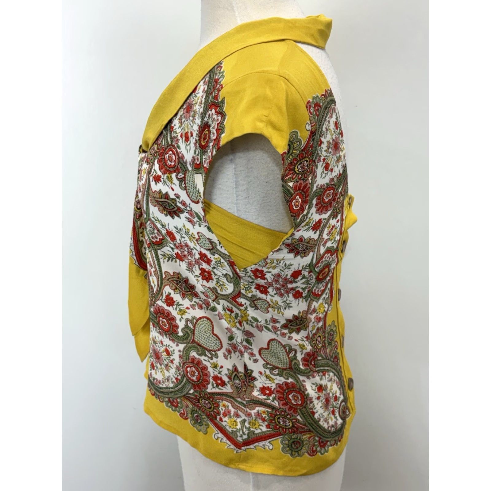 Vintage VINTAGE Maeve by Anthropologie Silk Blouse Mustard Scarf Print Size 2 Womens" Size XS / US 0-2 / IT 36-38 - 2 Thumbnail