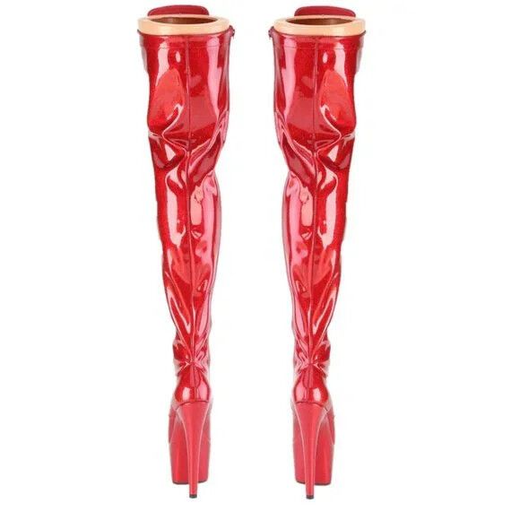 Other Adore 3020 Red Glitter Patent 3020 Thigh High Platform Boots Size US 7 / IT 37 - 5 Thumbnail