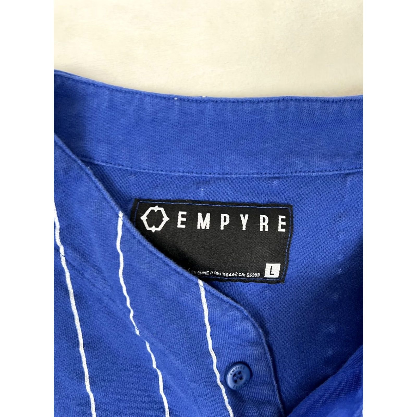 Empyre Empyre Shirt Mens M/L Blue Pinstripe Short Sleeve Baseball Button Up READ Size US M / EU 48-50 / 2 - 3 Thumbnail
