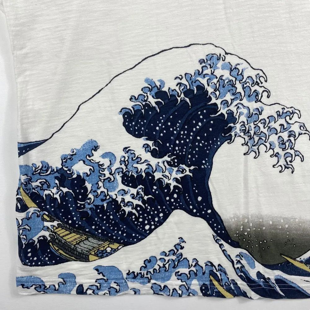 Japanese Brand HOKUSAI BLUE Big Waves Art Graphic Tee Shirt Extra Large Size US XL / EU 56 / 4 - 2 Thumbnail