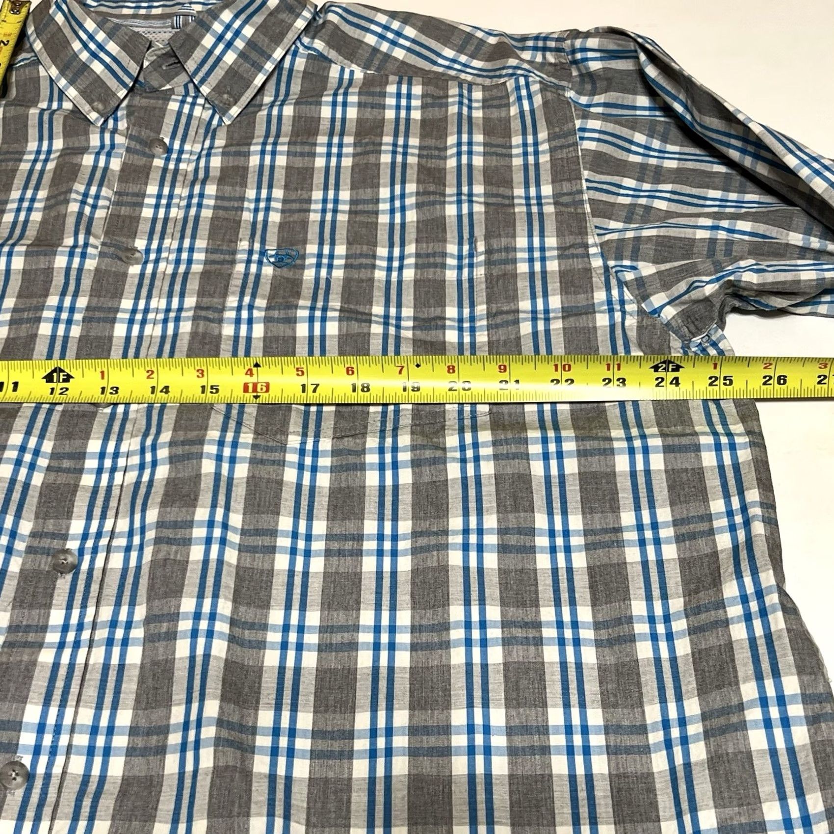 Ariat Ariat Pro Series Button Shirt Mens XL Blue Gray Plaid Long Sleeve Western Work Size US XL / EU 56 / 4 - 7 Thumbnail