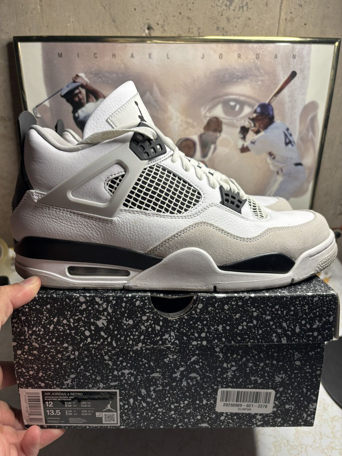 Jordan Brand Jordan Retro 4 ‘Military black’ Size US 12 / EU 45 - 1 Thumbnail