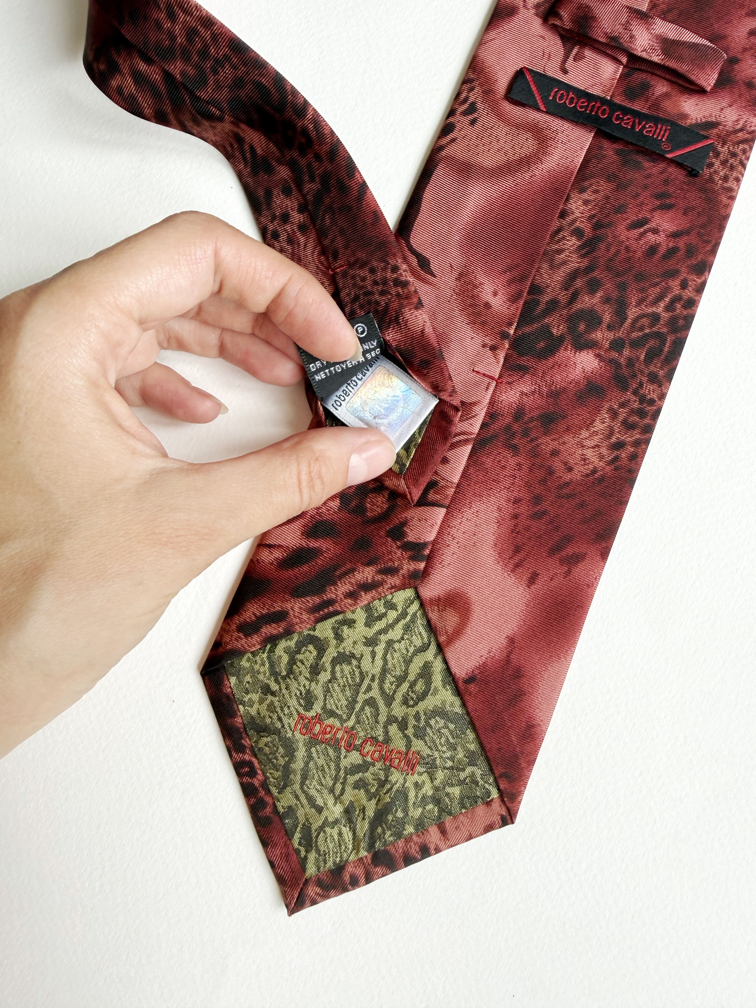 Roberto Cavalli Stunning Vintage Men's Roberto Cavalli Leopard Silk NeckTie Size ONE SIZE - 4 Thumbnail