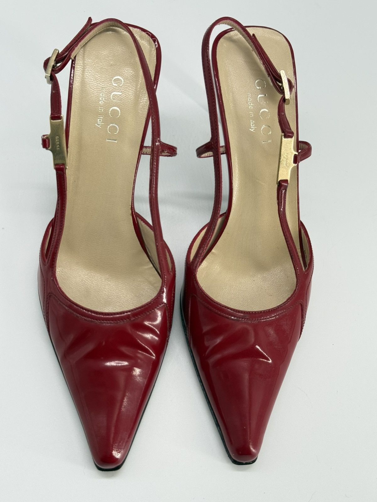 Gucci Gucci Patent Leather Slingback Pump Red , Size 7.5 Size US 7.5 / IT 37.5 - 4 Thumbnail