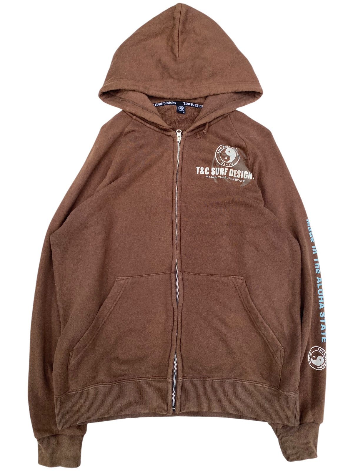 Vintage Vtg T&C Surf Hoodie Zip Up Brown Size US M / EU 48-50 / 2 - 2 Thumbnail