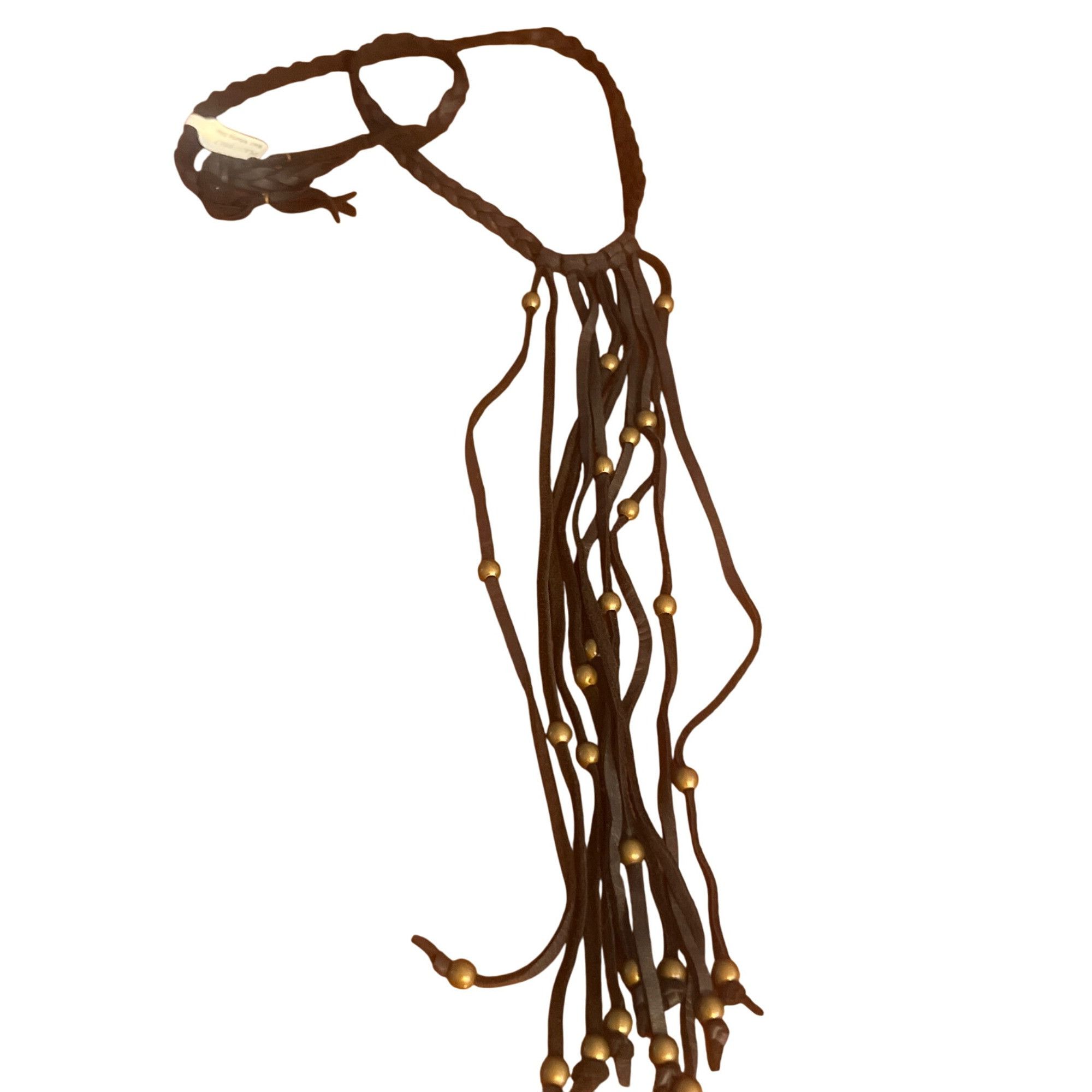 Other Marfa Black Braided Leather Choker Collar Necklace Fringe Be Size ONE SIZE - 1 Thumbnail