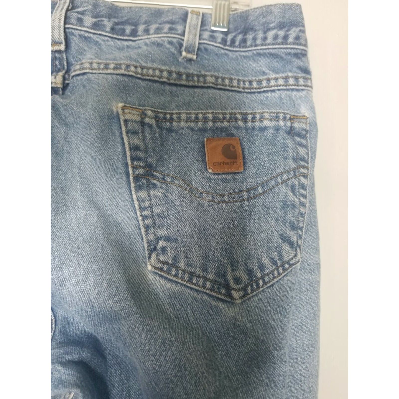 Carhartt Carhartt Men's B18 DST Traditional Fit Denim Blue Jeans 38x30 Distressed Prime 5-Pocket Design Regular Inseam 30 in Belt Loops Logo Size US 36 / EU 52 - 5 Thumbnail