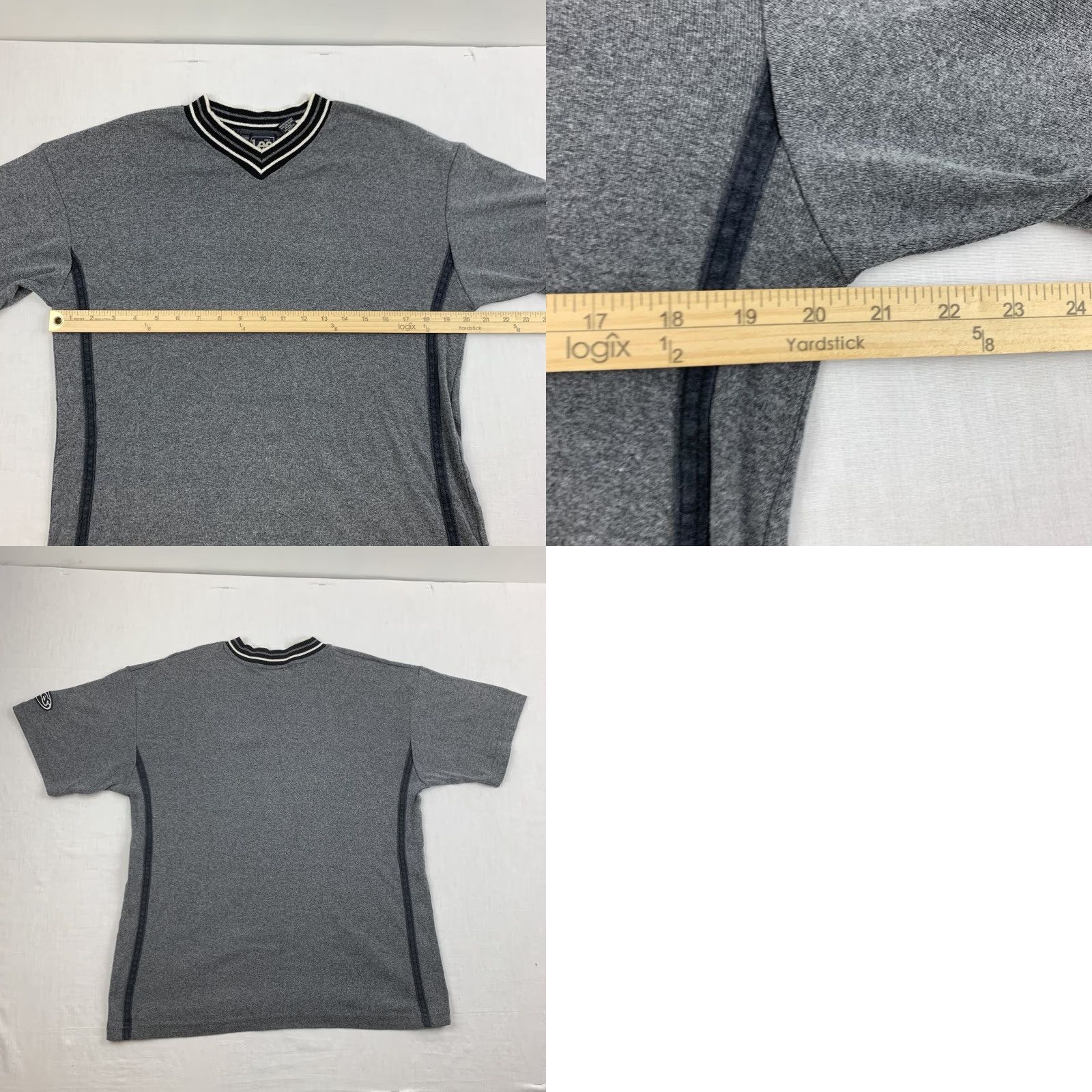 Lee VINTAGE Lee Grunge T-Shirt Adult Large Gray V-Neck 2000s Skater Mens Size US L / EU 52-54 / 3 - 8 Thumbnail