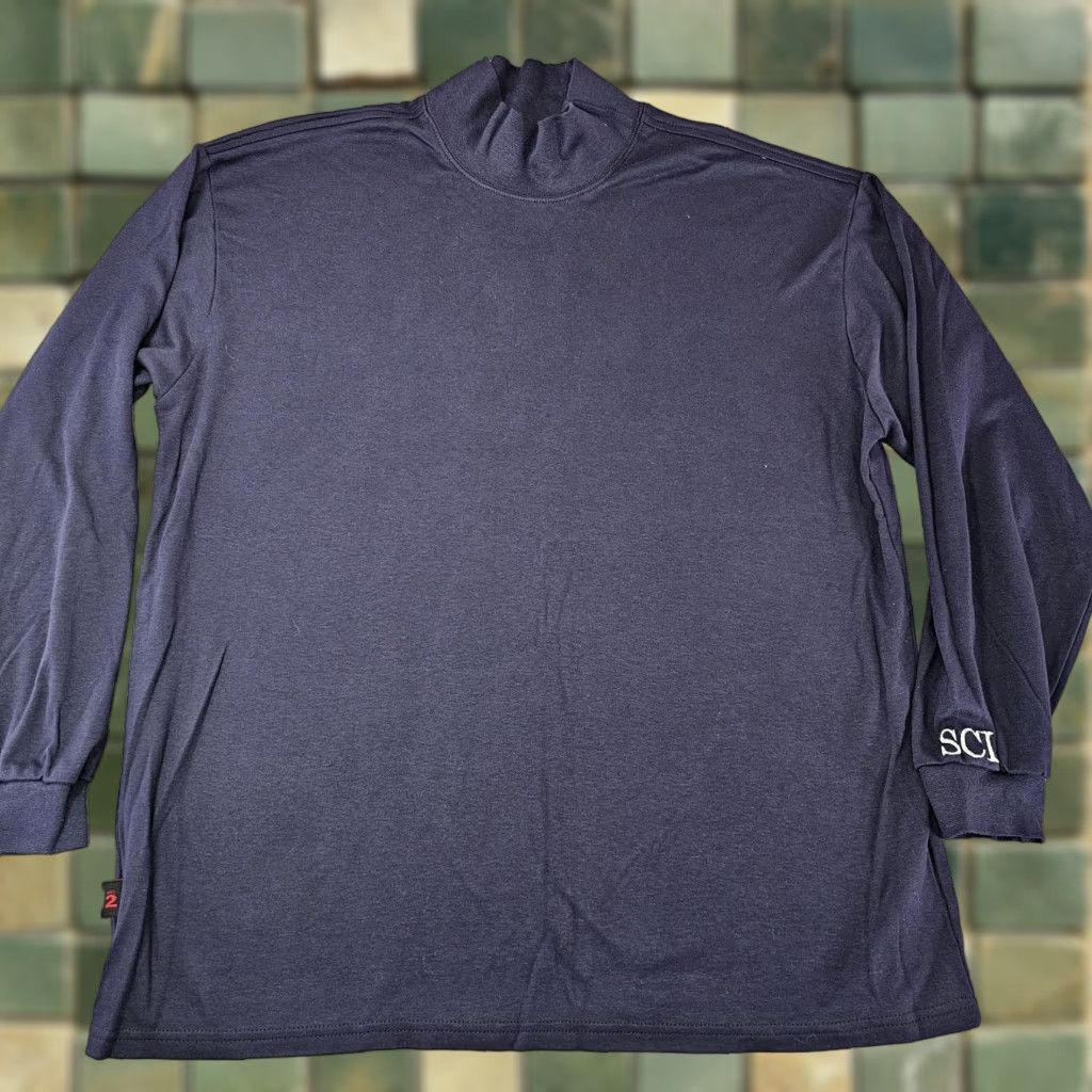 Vintage Workrite Flame Resistant Shirt Mens XL Mock Turtleneck Long Sleeve Navy Blue 278ULK65NB FR Arc Resistant Size US XL / EU 56 / 4 - 1 Thumbnail