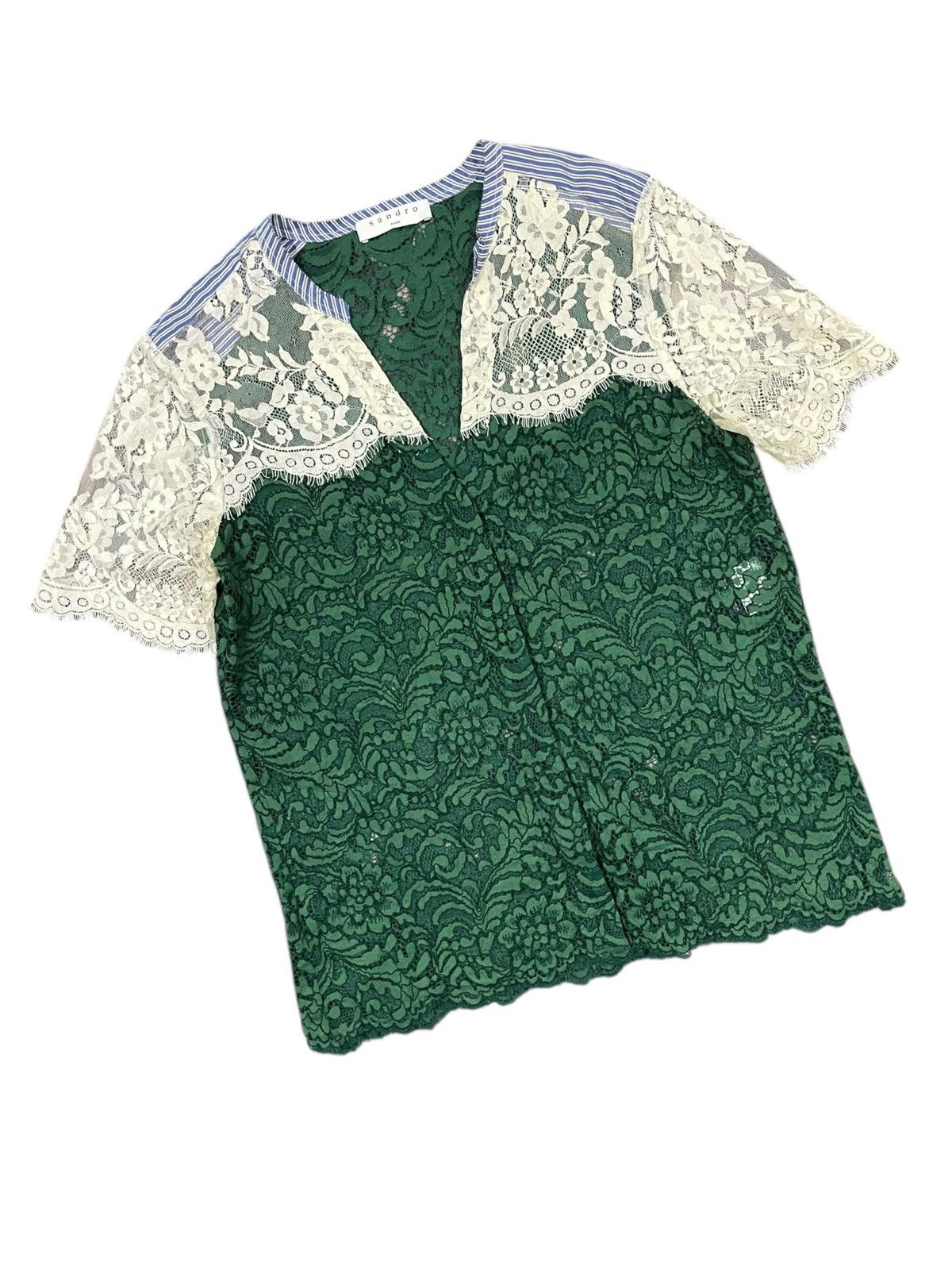 Designer Sandro Lace Emerald Shirts Size S / US 4 / IT 40 - 3 Thumbnail