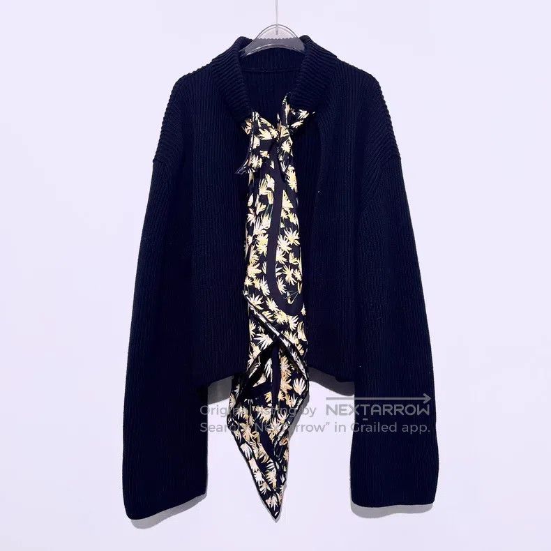 Loewe Loewe Black Daisies Silk Scarf Knit Cardigan Size M / US 6-8 / IT 42-44 - 1 Thumbnail