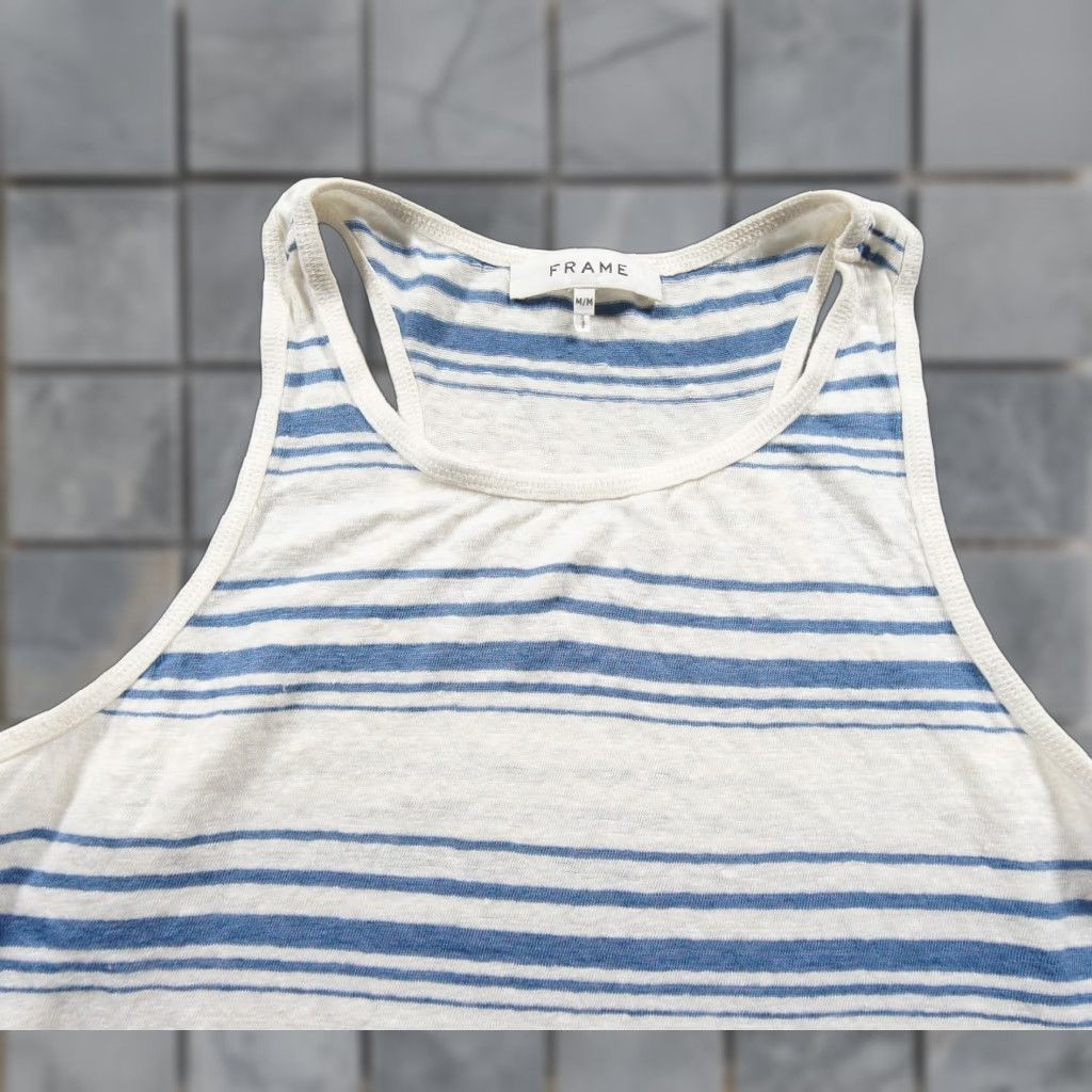 Frame Frame Shirt Womens Medium White Tank Linen Sleeveless Casual Tee Size L / US 10 / IT 46 - 1 Thumbnail