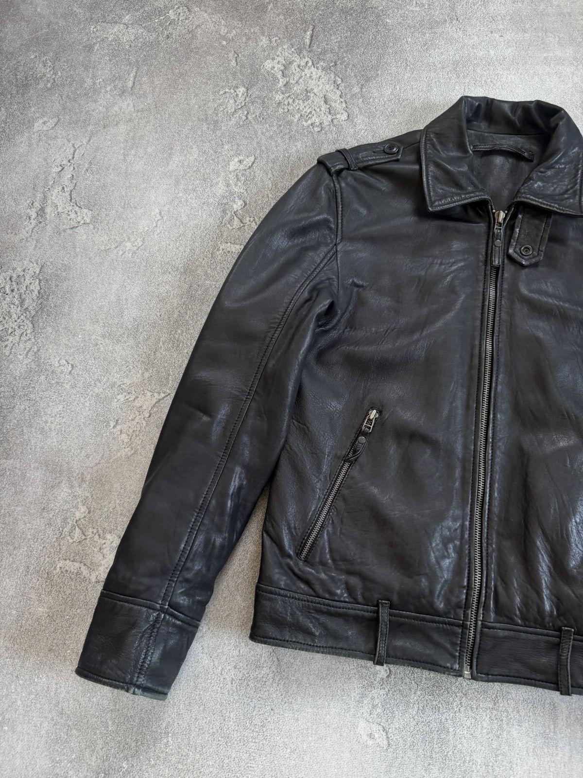 Genuine Leather Retro M/size leather aviator bomber zip jacket pilot track Size US M / EU 48-50 / 2 - 11 Thumbnail