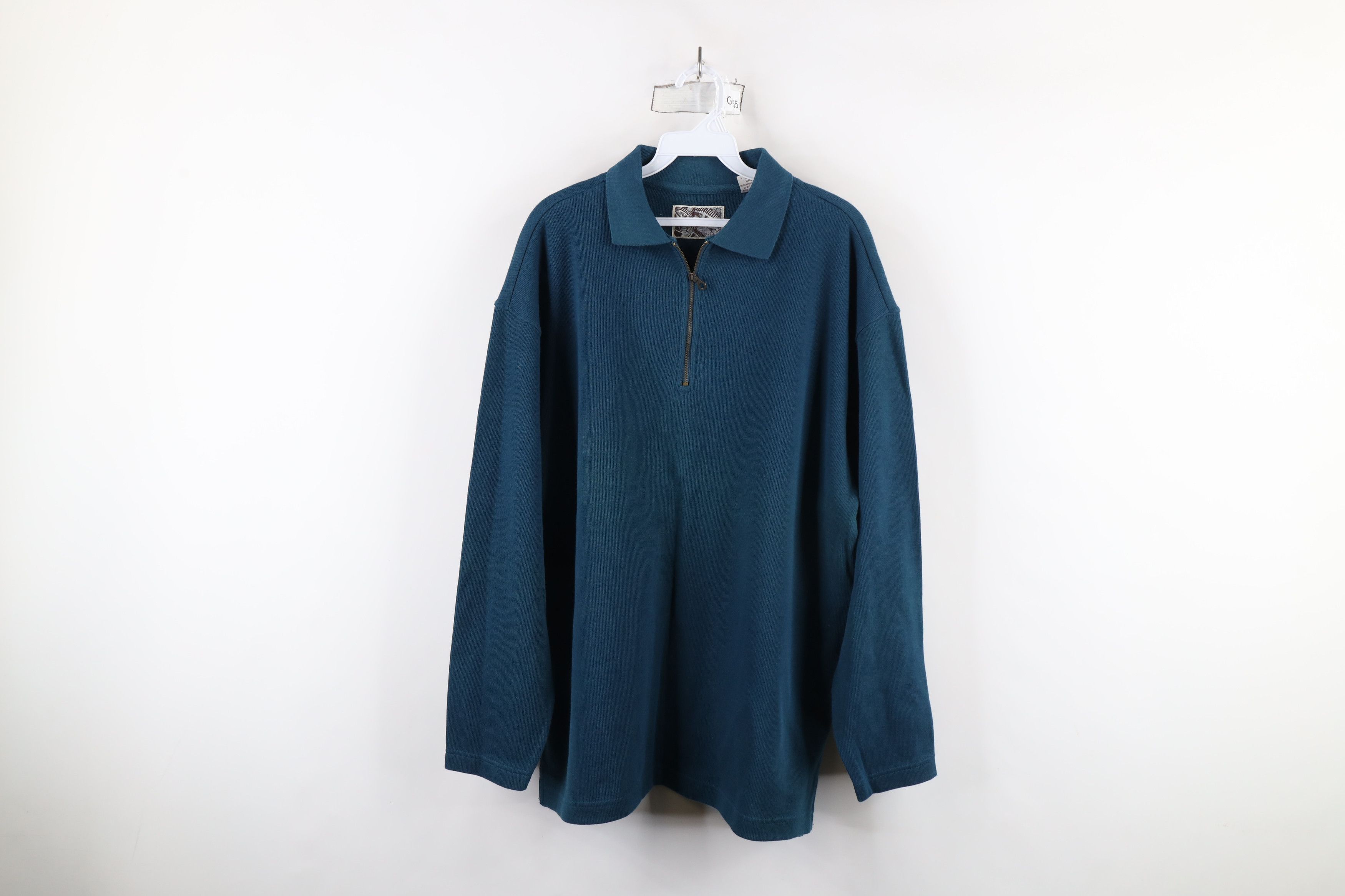 Vintage Vintage 90s Streetwear Ribbed Knit Half Zip Long Sleeve Polo Size US M / EU 48-50 / 2 - 1 Thumbnail