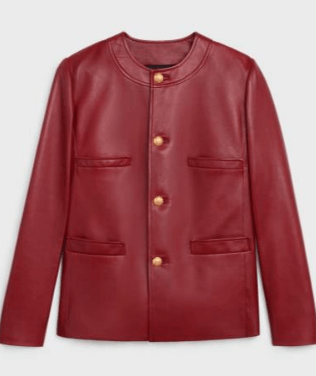 image of Celine O1Bcso1Str0224 2F3184787.28Bx Jacket In Bordeaux, Women's (Size XL)