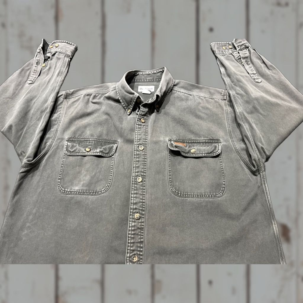 Carhartt Carhartt Shirt Cotton Twill Heavyweight Workwear Button-Down Long Sleeve Gray Size L Mens Size US L / EU 52-54 / 3 - 1 Thumbnail