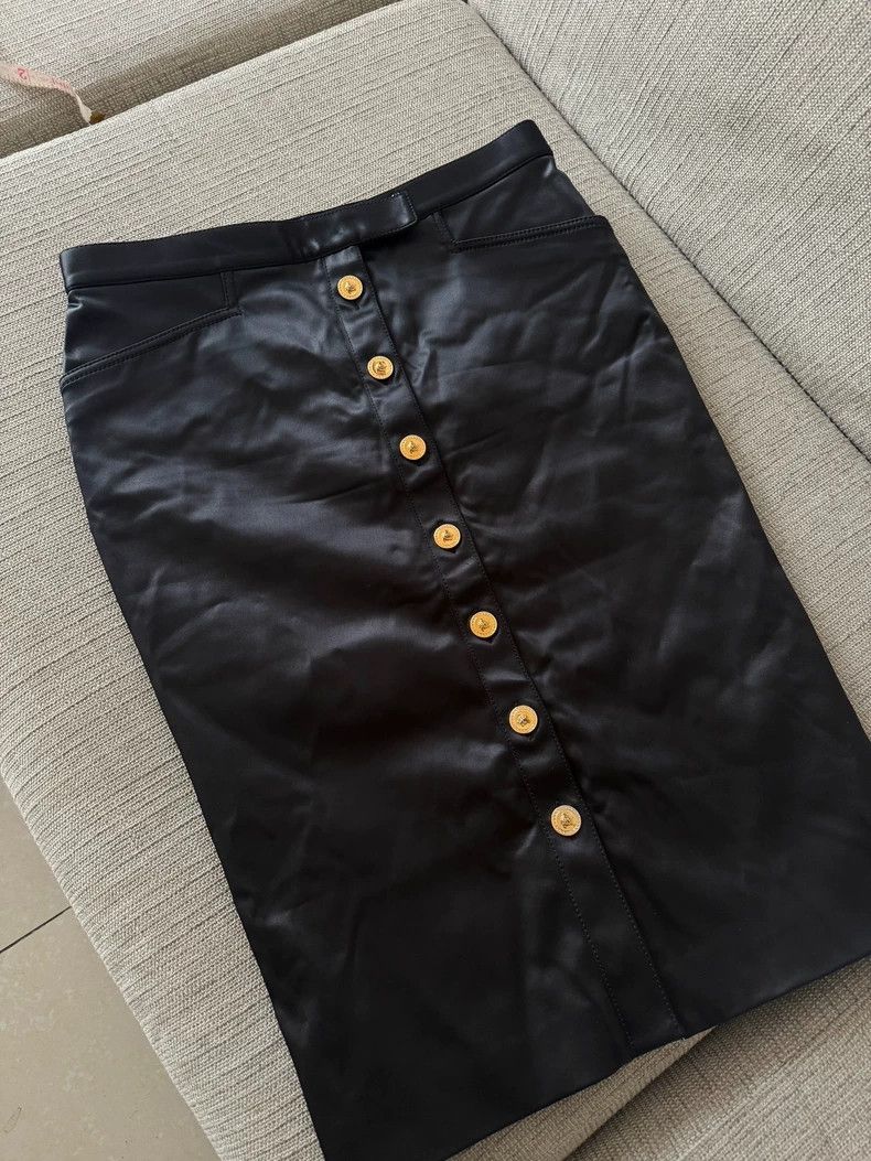 Versace Versace Mid-length half-length leather skirt Size 24" / US 00 / IT 34 - 2 Thumbnail