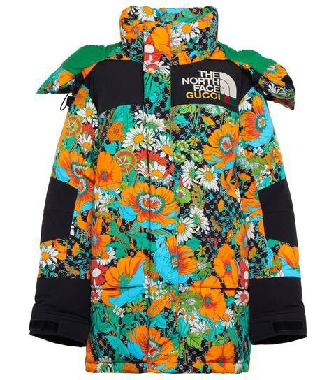 image of Gucci x The North Face Printed Floral GG Down Jacket Coat, Women's (Size XS)