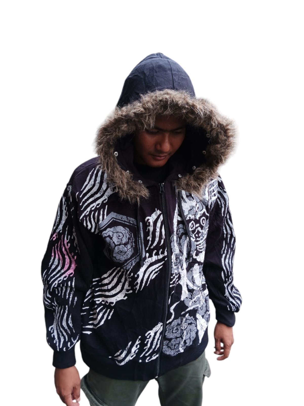 Japanese Brand Japanese sukajan fur hoodie all over print Size US L / EU 52-54 / 3 - 6 Thumbnail