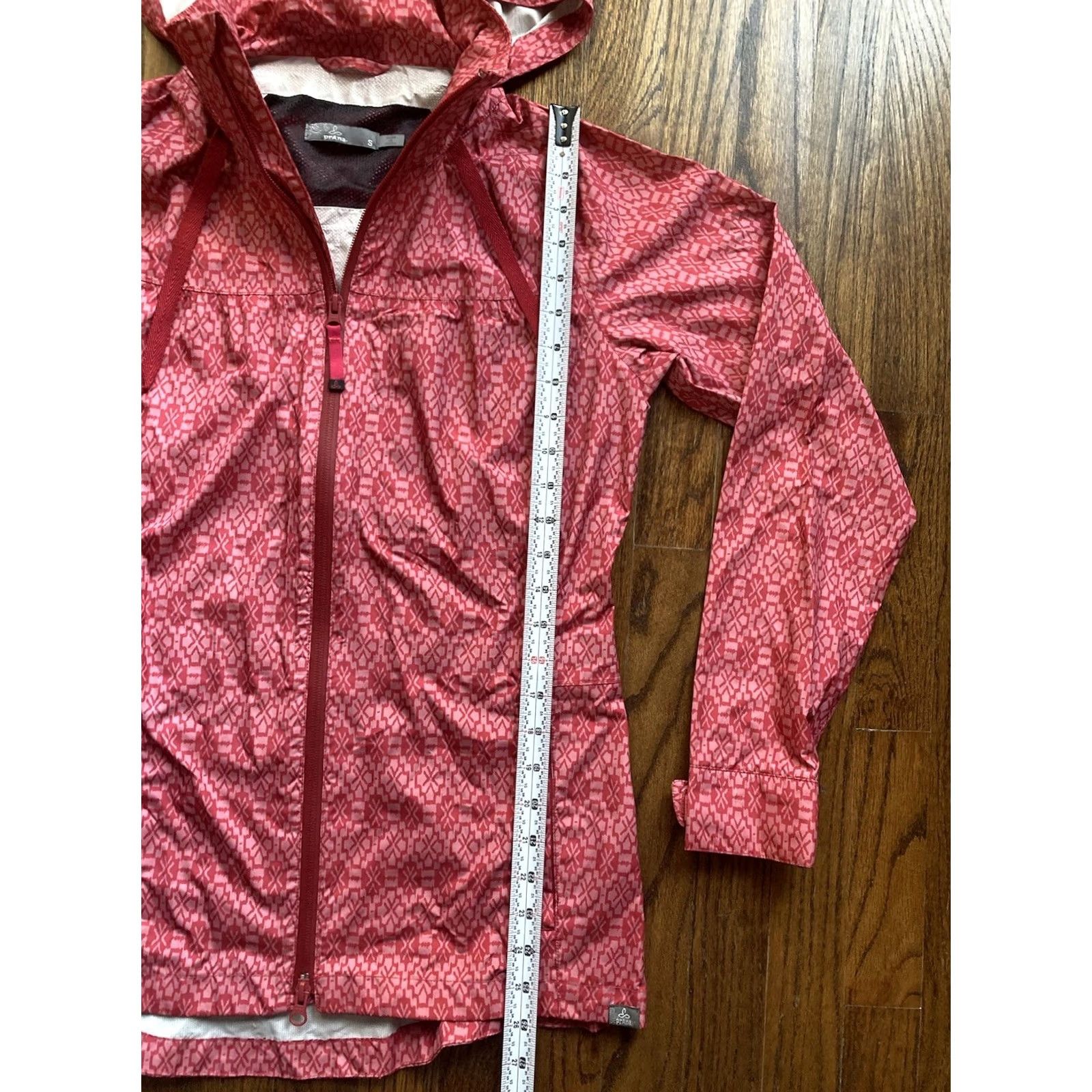 Prana prAna Eliza Rain Jacket Womens Size Small Pink Hooded Full Zip Geometric Print Size S / US 4 / IT 40 - 7 Thumbnail