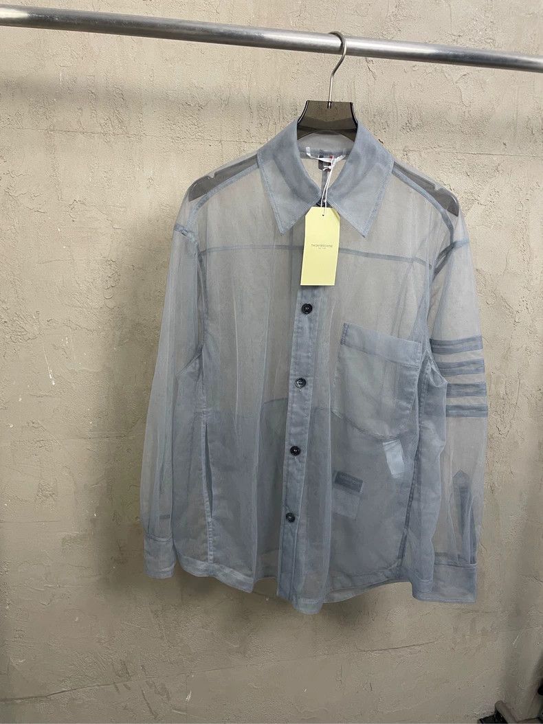 Thom Browne Thom Browne Blue-gray new show summer series tulle jacket 2 Size US L / EU 52-54 / 3 - 1 Thumbnail
