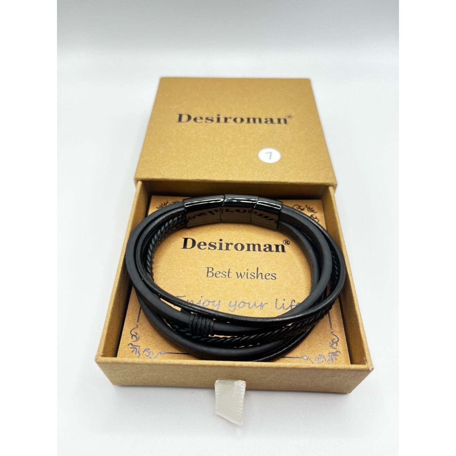 The Unbranded Brand Black Leather Bracelet Artisan Handcrafted Double Strand Size ONE SIZE - 6 Thumbnail