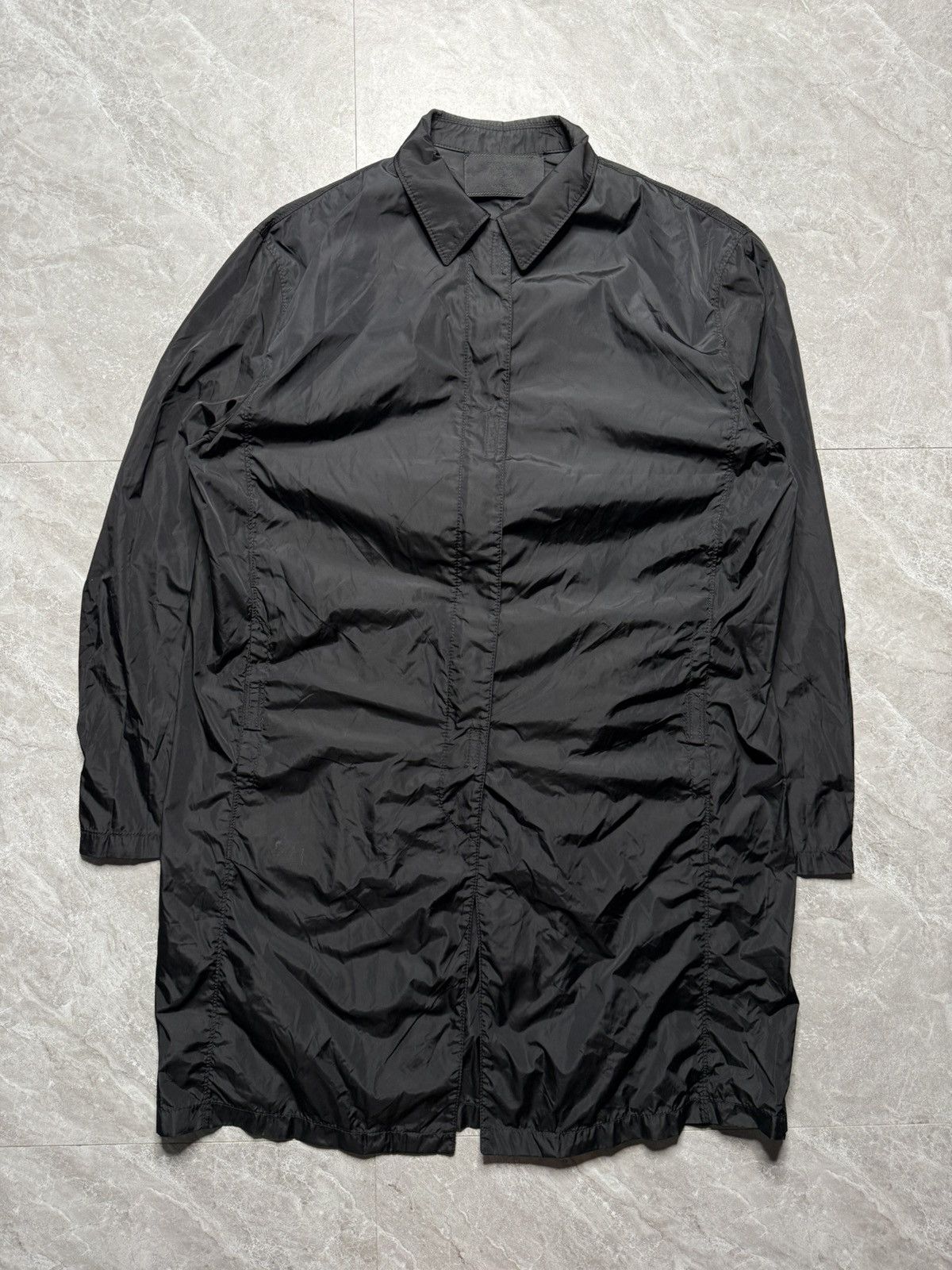 Prada Vintage Prada Nylon Long Coat W 2 Way Zip & Velcro Closure Size US XXS / EU 40 - 1 Thumbnail