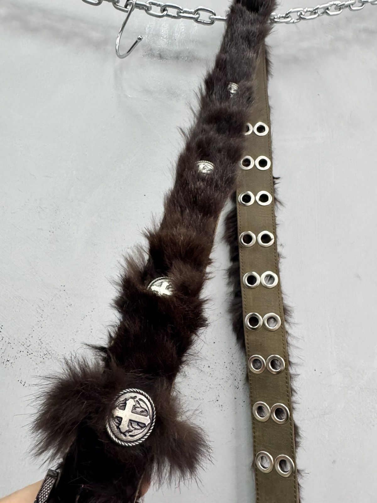 Le Grande Bleu (L.G.B.) Rare Fur fuzzy y2k Legrandebleu style leather belt rare Size ONE SIZE - 11 Thumbnail