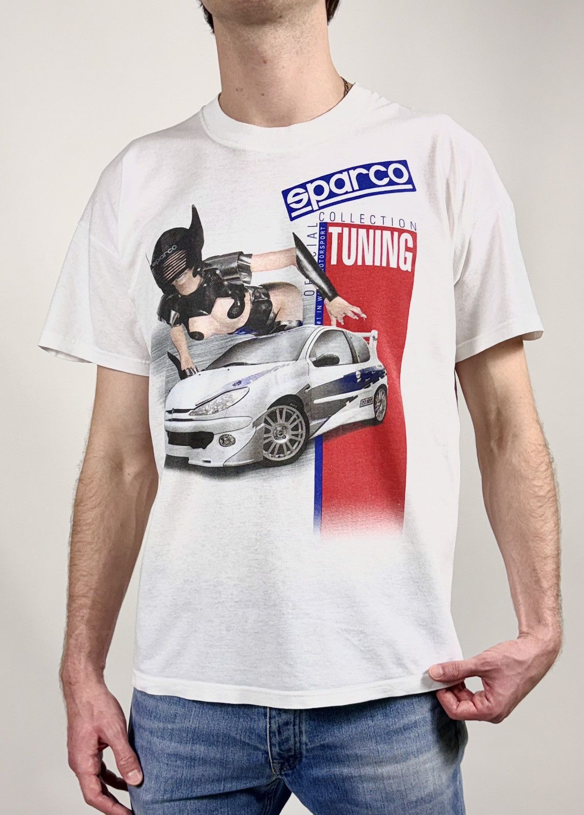 Formula 1 90s Vintage Sparco Pornstar Racing Graphic Tee T Shirt Size US XL / EU 56 / 4 - 1 Thumbnail