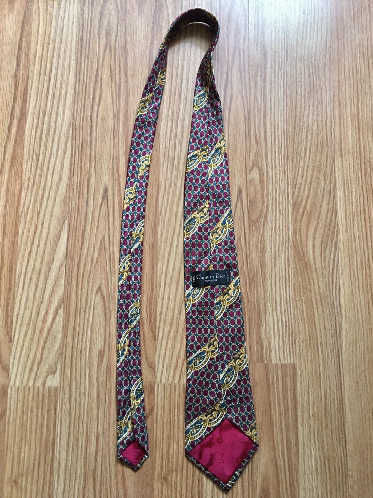 Christian Dior Monsieur × Dior × Vintage Christian Dior Red Vintage Jacquard Silk Mens Neck Tie Size ONE SIZE - 10 Thumbnail