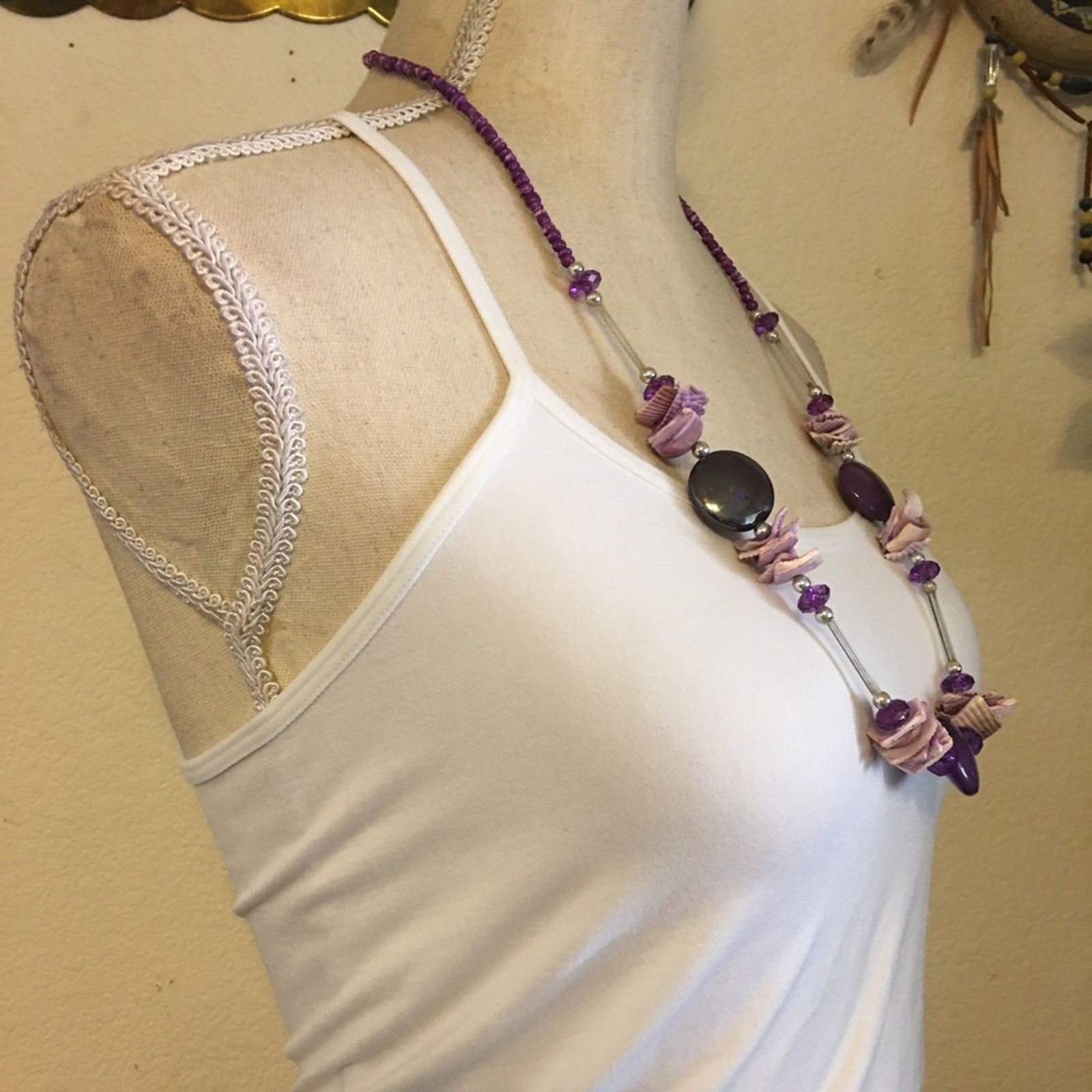 Vintage Vintage painted natural shell and bead necklace Size ONE SIZE - 2 Thumbnail