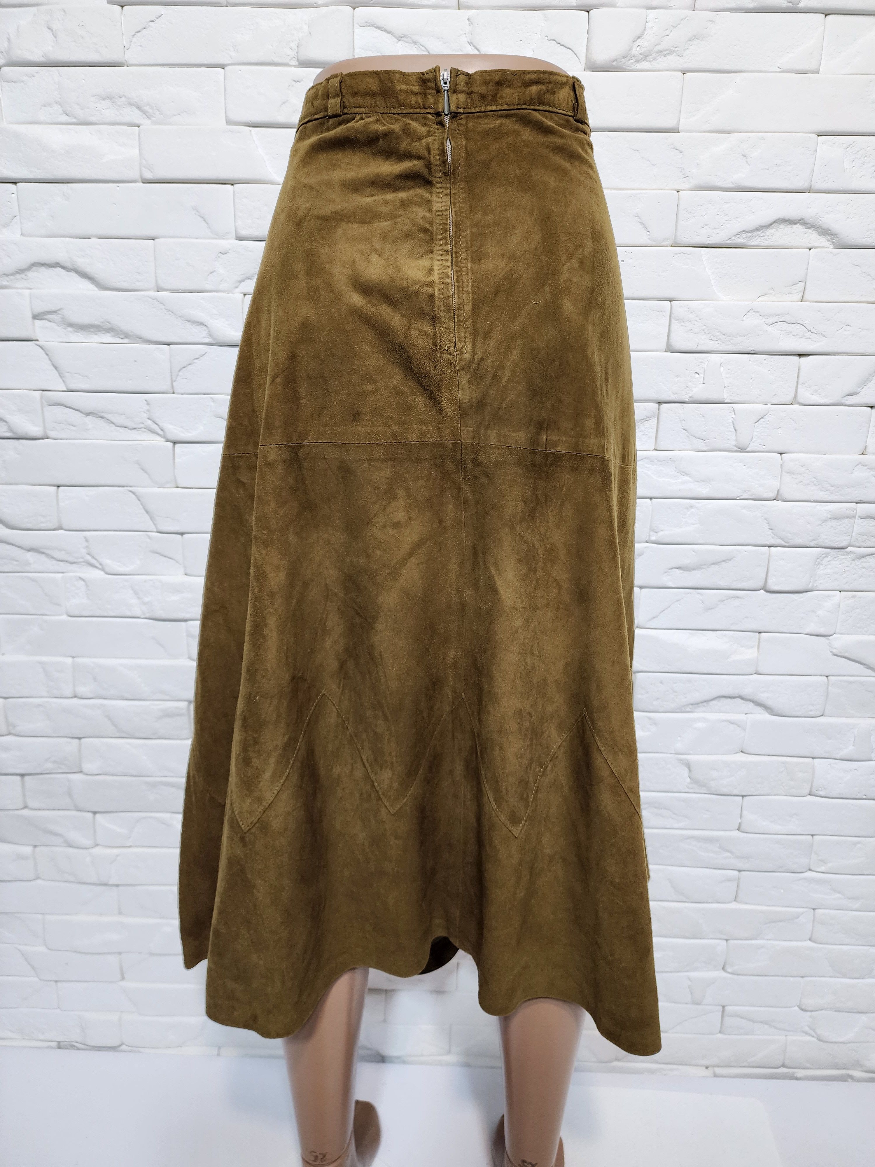 Genuine Leather Genuine Brown Leather Skirt Size 38" / US 16 / IT 52 - 5 Thumbnail