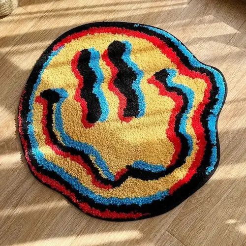 Designer × Japanese Brand Smiling Tufted Rug for Bedroom Home Decor Carpet Custom Size ONE SIZE - 3 Thumbnail