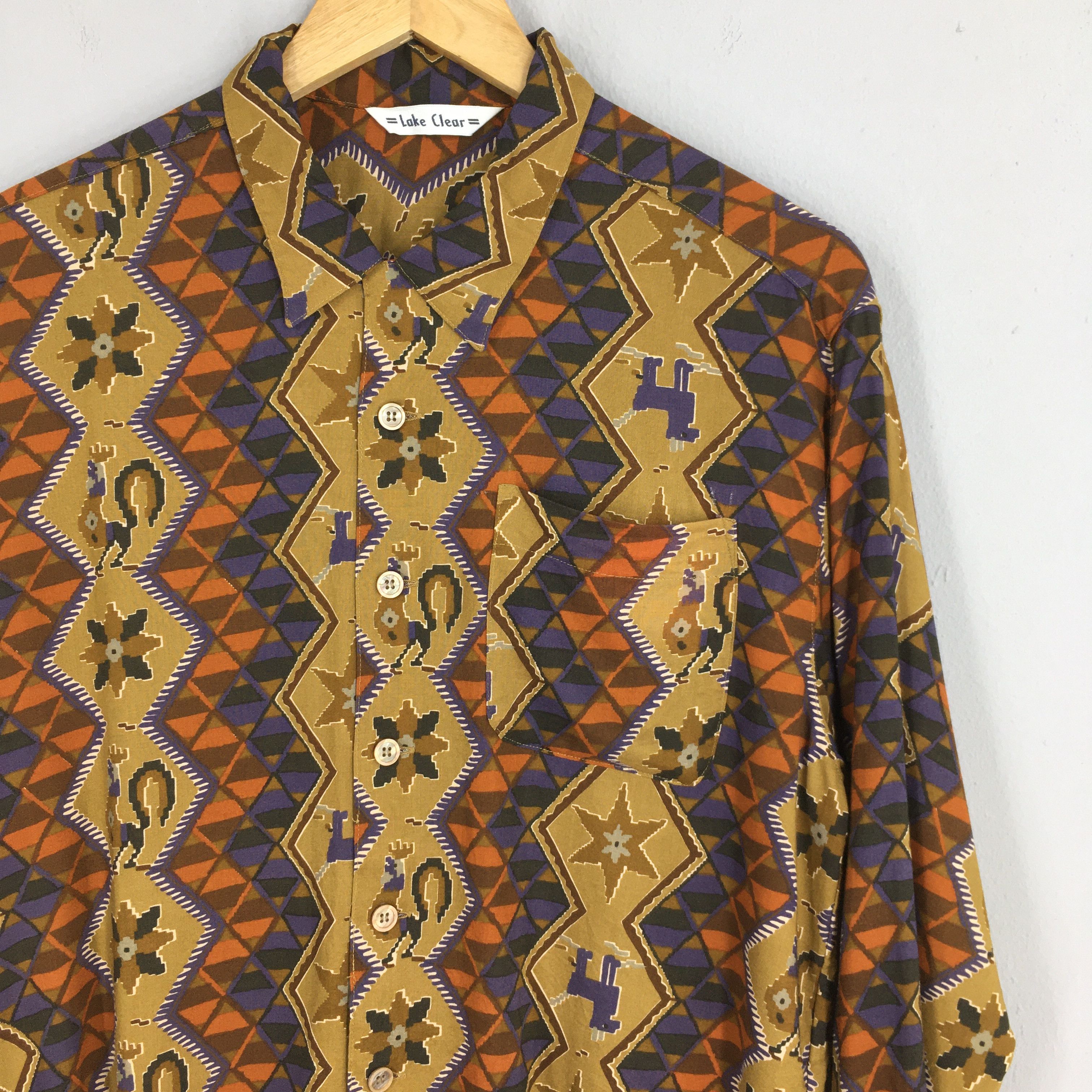 Vintage Vintage 1980's Tribal Navajo Pattern Party Shirt Medium Size US M / EU 48-50 / 2 - 2 Thumbnail